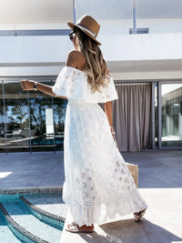 Trendy Casual Summer White Dress for Women Cover-ups Outfits New Boho Hippie Chic Long Maxi Dresses Elegant Party Beachwear Good Vibrations
