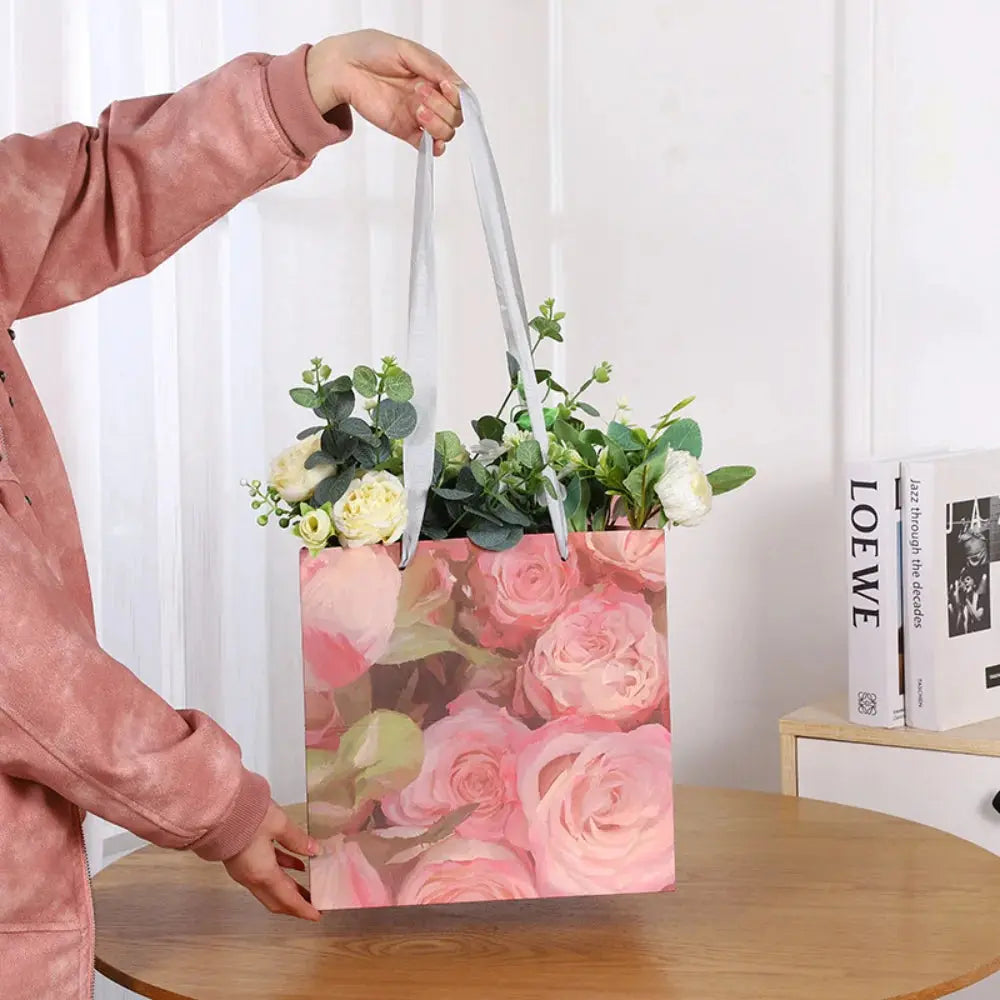 Gift Bags With Handles Paper Party Favor Handbag Bow Ribbon Jewelry Packing Birthday Wedding Graduation Celebration Present Wrap Good Vibrations