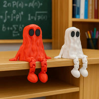 Cute Mini 3D Printed Ghost Ornament PLA Hand-Painted Ghost Fidget Toys Movable Joints Ghost Statue Halloween Party Decor Good Vibrations