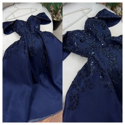 Customized Exquisite Satin Evening Dress Delicate Boat Neck Off the Shoulder Sleeveless Party Dress High Quality Celebrity Gowns Good Vibrations