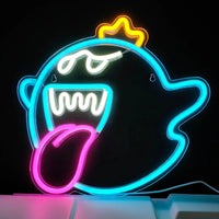 Neon Sign King Boo The Ghost Face LED Light Lamp Acrylic Sign for Game Room Decor Gaming Light Halloween Decor Christmas Gift Good Vibrations