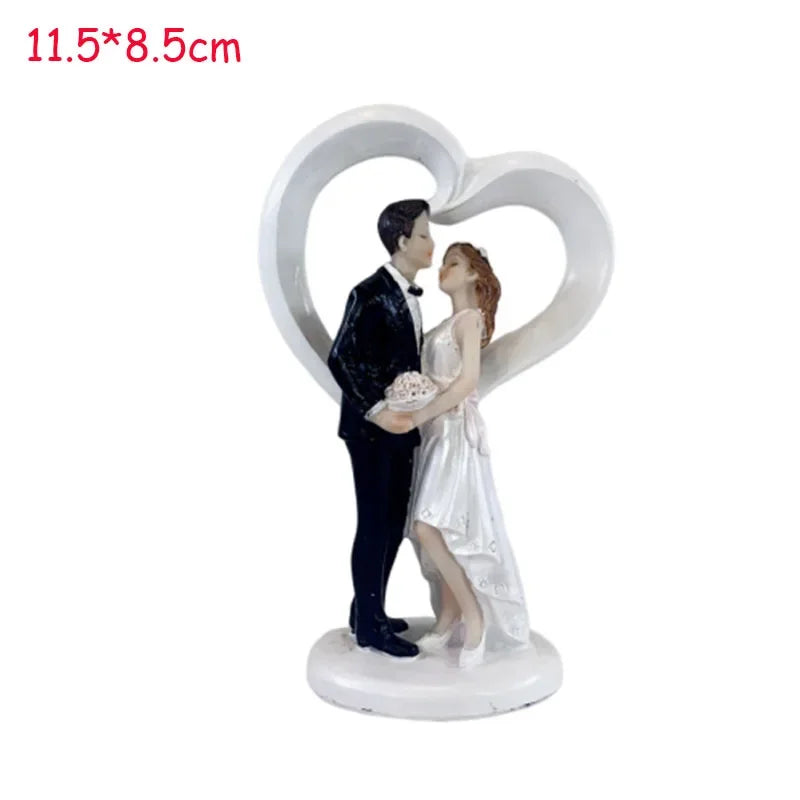 1PC Couple Figurines Miniatures Bride and Groom Cake Toppers Dolls Valentine's Day Wedding Anniversary Cake Decoration Supplies Good Vibrations