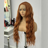 Ginger Wig Loose Wave Synthetic Lace Front Wigs For Women Long Auburn Orange Wig Deep Wave Lace Hair Heat Resistant Cosplay wear Good Vibrations