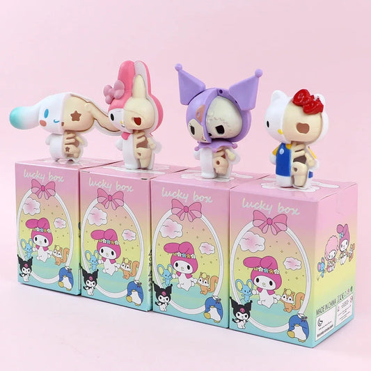 Sanrio Half skeleton Blind Box HelloKitty Kuromi Melody Cartoon Character Figures Dolls Cinnamoroll Cute Model Collection Toy Good Vibrations