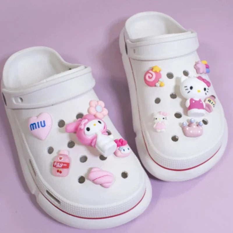 Sanrio Hello Kitty Croc Charms Kawaii Kuromi Shoe Buckle Accessories Girl Slippers DIY Decorations for Croc Jibz Gift Good Vibrations