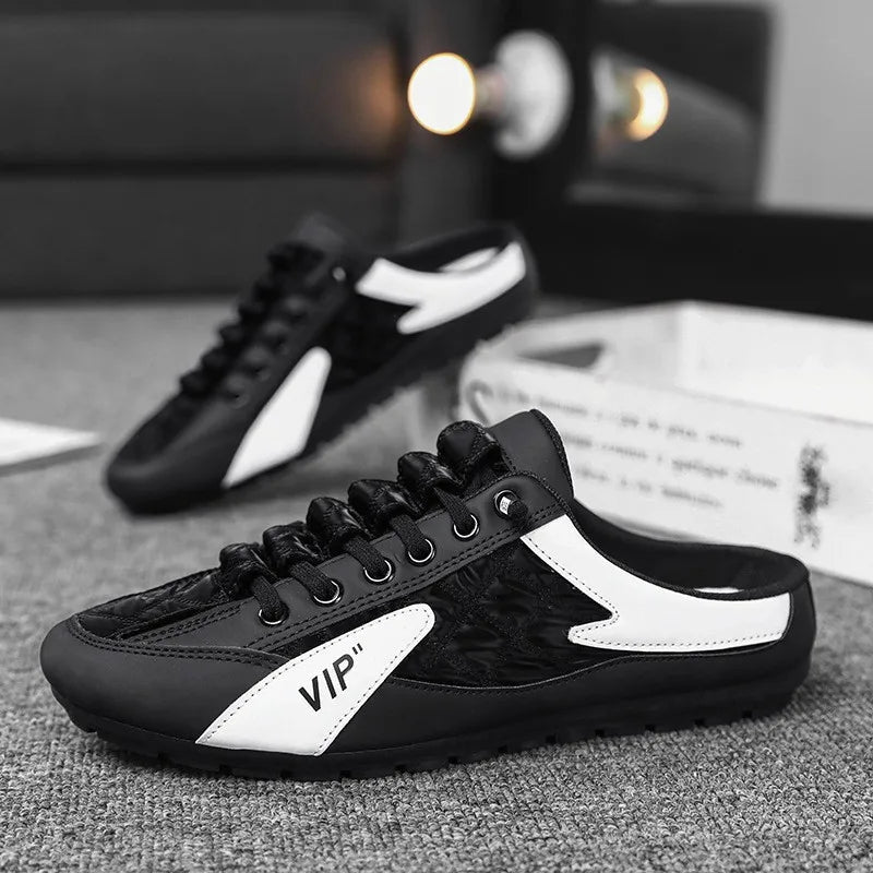 Men's Casual Slippers  Summer Comfortable Anti Slip Mesh Breathable Men's Sports Shoes Lightweight Soft Soled Half Slippers Good Vibrations