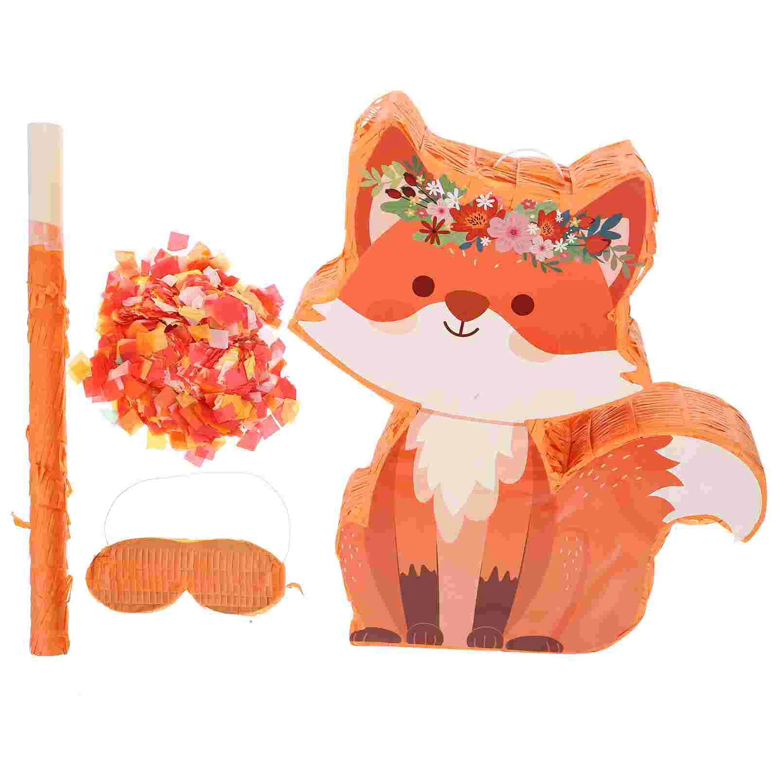 Fox Pinata Paper Toy Animal Party Decorations Kids Birthday Halloween Piñata Supplies Stand Favors Cake Accessories Football Car Good Vibrations