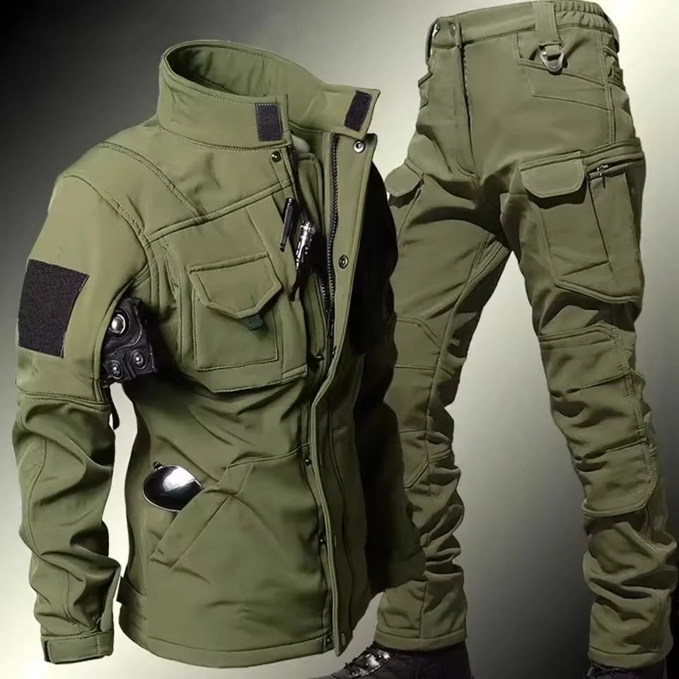 Waterproof Shark Skin Tactical Sets Mens Thicken Fleece New Soft Shell Combat Jackets+windproof Warm Cargo Pant 2 Piece Set Good Vibrations