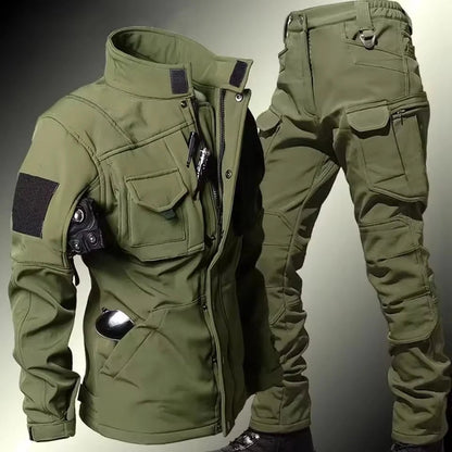 Waterproof Shark Skin Tactical Sets Mens Thicken Fleece New Soft Shell Combat Jackets+windproof Warm Cargo Pant 2 Piece Set Good Vibrations
