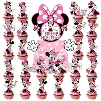 Minnie Cake Topper、Cupcake Toppers ，Minnie Birthday Decorations，Theme Party Supplies, Minnie Birthday Cake Decorations Good Vibrations