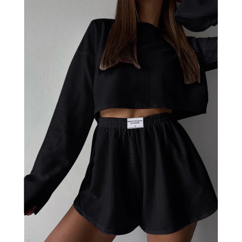 Women's Pajamas Set Sleepwear Spring Long Sleeve Tops With Shorts Home Clothes 2 Piece Sets Pyjama Femme Loungewear Pijama Mujer Good Vibrations