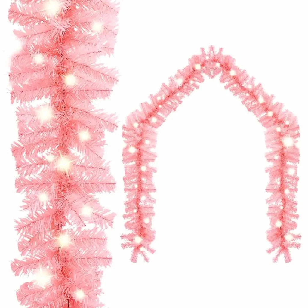 66 ft Pink Christmas Garland with LED Lights Festive Wreath Decorations Good Vibrations