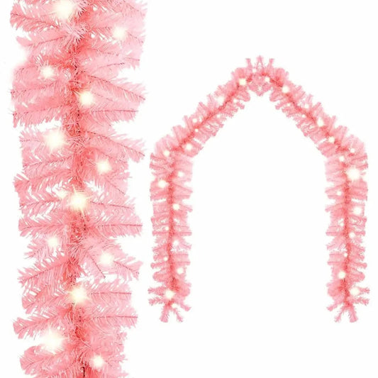 66 ft Pink Christmas Garland with LED Lights Festive Wreath Decorations Good Vibrations
