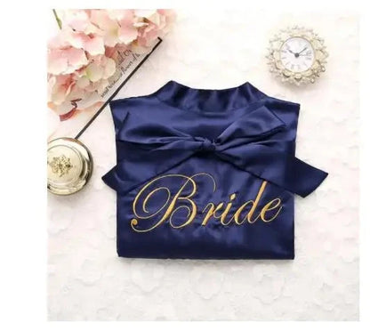 Bride Bridesmaid Wedding Robe Embroidery Kimono Bathrobe Gown Nightgown Casual Satin Short Women Sexy Nightwear Sleepwear Good Vibrations