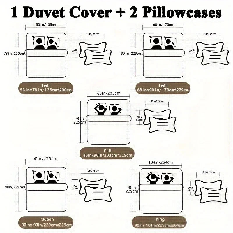 Grey and Black King Size Bed Pattern Down Duvet Cover Set, Soft and Comfortable Bedroom and Dormitory Decoration Bedding Set Good Vibrations