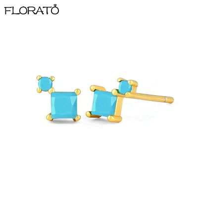 925 Sterling Silver Needle Summer Blue Earrings Trend 18K Gold Hoop Earrings for Women Fashion Puncture Jewelry Ear Accessories Good Vibrations
