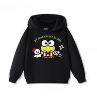 Sanrio's Cute Printed Hoodies for Boys and Girls with Big-eyed Frogs in Autumn Outdoor Casual Fashion for Children Good Vibrations