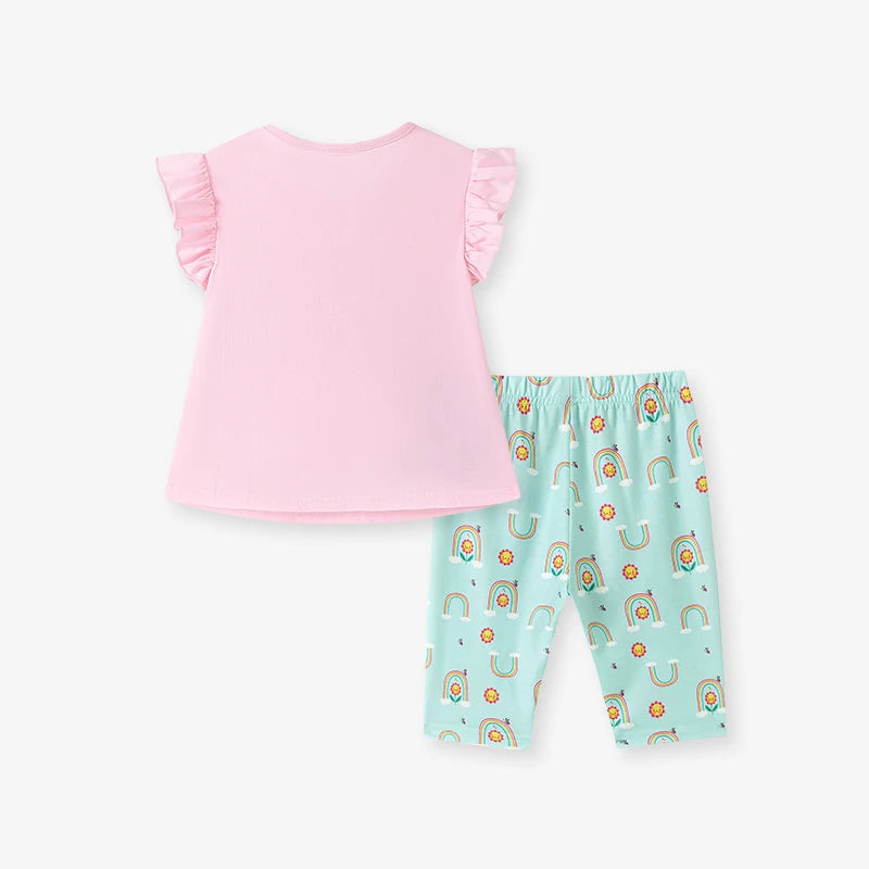 Little maven Kids Clothes Children's Clothing Baby Girls 2026 Tracksuit Summer Cotton Sets Cartoon Flowers T Shirts Tops+Pants Good Vibrations