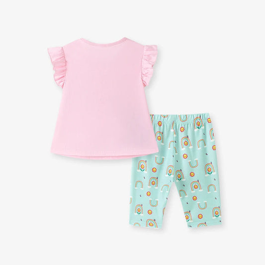 Little maven Kids Clothes Children's Clothing Baby Girls 2026 Tracksuit Summer Cotton Sets Cartoon Flowers T Shirts Tops+Pants Good Vibrations
