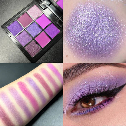 9-Grid Eye Shadow Palette Make-up for Women Glitter Pearlescent Matte Eyeshadow Cosmetics Shimmer Long Lasting Makeup Products Good Vibrations
