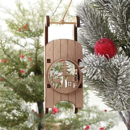 Handcrafted Wooden Christmas Tree Decoration-1pc 3D Tabletop Christmas Ornament with Hanging Accessories, Festive Decor Gift Good Vibrations