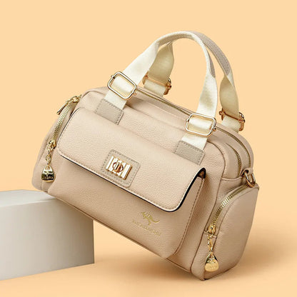 Luxury Designer Purse and Handbag Fashion High Quality Women's Shoulder Bag Large Capacity Soft Leather Locomotive Crossbody Bag Good Vibrations