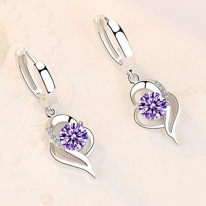 925 Sterling Silver New Woman Fashion Jewelry High Quality Blue Pink White Purple Crystal Zircon Hot Selling Earrings Good Vibrations