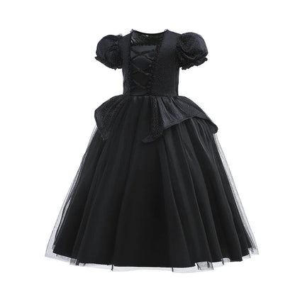 Halloween Costume For Kids Black Witch Dress Luxury Lace Sequin Evil Role Playing Costume Maleficent Dress Up Outfit Ghost Bride Good Vibrations