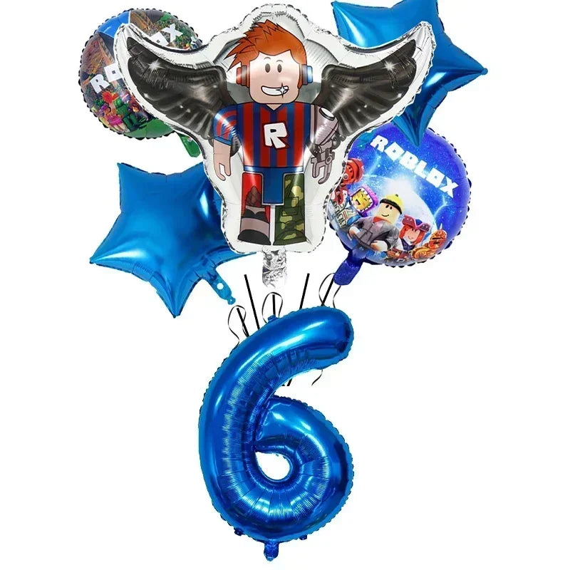 Game Roblox Cartoon Party Theme Birthday Supplies Balloon Banner Cake Topper Tableware Set Decorative Anime Peripheral Gifts Good Vibrations