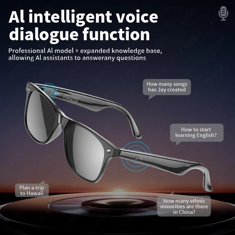 high-tech AI smart glasses can be equipped with various lenses such as sunglasses, blue light, myopia, Men women smart glasses Good Vibrations