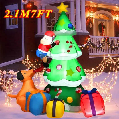 Christmas Decoration 2.1M Inflatable Toys Dog Santa Claus Xmas Tree Indoor Outdoor Decor With LED Lights New Year Gift Yard Prop Good Vibrations