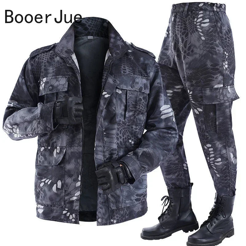 Black Python Pattern Wear-resistant Overalls Labor Insurance Cloth Uniform Men's Soft Tracksuit Outdoor Suit Designer Clothes Good Vibrations