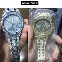Iced Out Watch for Men Gold Watch for Men Hip Hop Fashion Cool Bling Bling Gold Diamond Luxury Mens Watch Dropshipping Relogio Good Vibrations