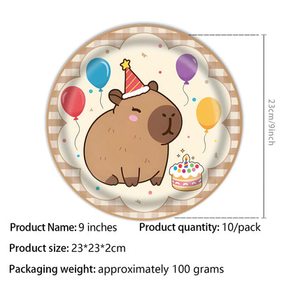Cartoon Capybara Birthday Party Decoration Disposable Tableware Cup Plate Napkins Tablecloth Banner Baby Shower Party Supplies Good Vibrations