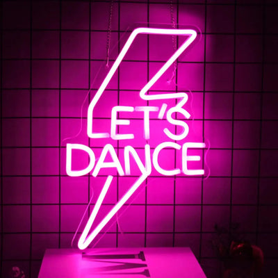 Let's Dance Neon Sign Pink Led Light Sign Light Up Signs Letter Neon Signs for Bedroom Bar Wedding Birthday Dancing Party Decor