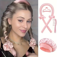 6Pcs Women No-Heat Curly Hair Stick Satin Sleep Cap Set Hair Clip and Ring Comb Sponge Hair Curler Suitable for All Hair Types Good Vibrations