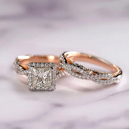 Charm Couple Rings Men Stainless Steel  Rhinestones Zircon Women Wedding Band  Set Valentine Day Jewelry Good Vibrations