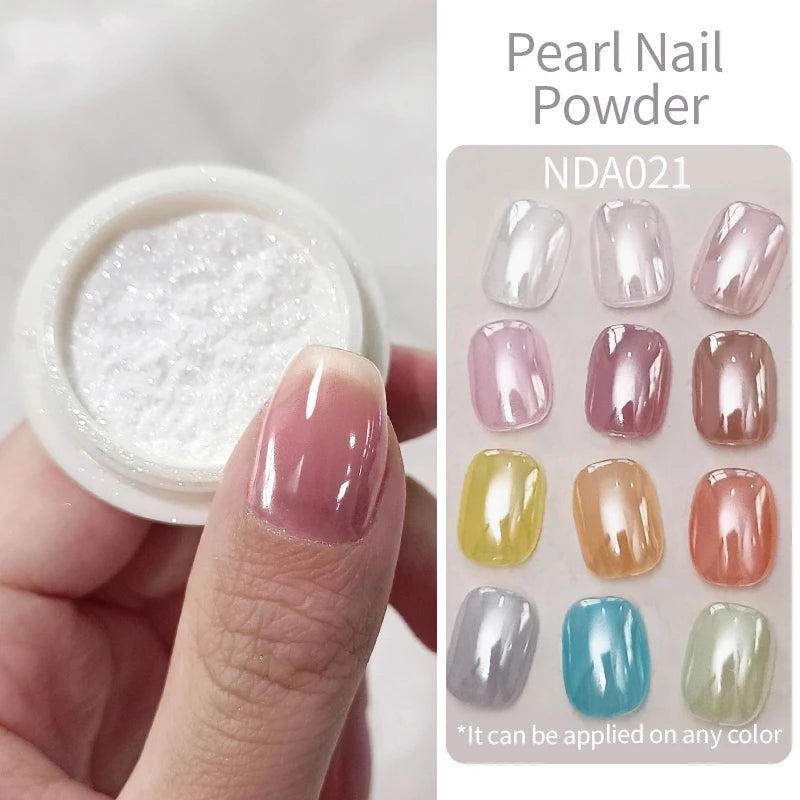 NICOLE DIARY Moonlight Mirror Nail Powder Aurora Silver Glitter Metallic Effect UV Gel Polish Pigment Chrome DIY Nail Decoration Good Vibrations