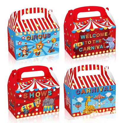 4/24Pcs Carnival Circus Theme Party DIY Candy Box For Kids Birthday Party Baby Shower Decoration Candy Gift Box Supplies Good Vibrations
