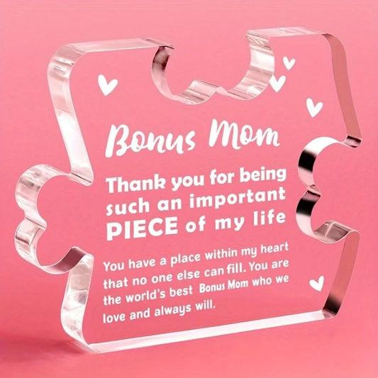 Bonus Mom Acrylic Plaque - Unique Birthday & Mother's Day Gift from Daughter/Son Good Vibrations