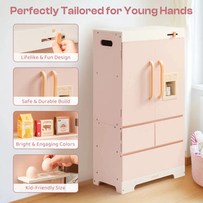 ROBUD Wooden Kids Kitchen PlaySet Series Pink Montessori Toy Kitchen Pretend Playset for Kids Aged 3+ Good Vibrations