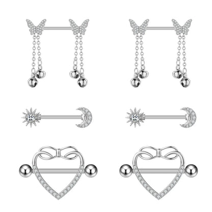 Mixed-style Sexy Nipple Rings Sets Heart Butterfly Dangle Nipple Piercing Bulk for Women Stainless Steel Cute Cat Shield Barbell Good Vibrations Adult Super Store