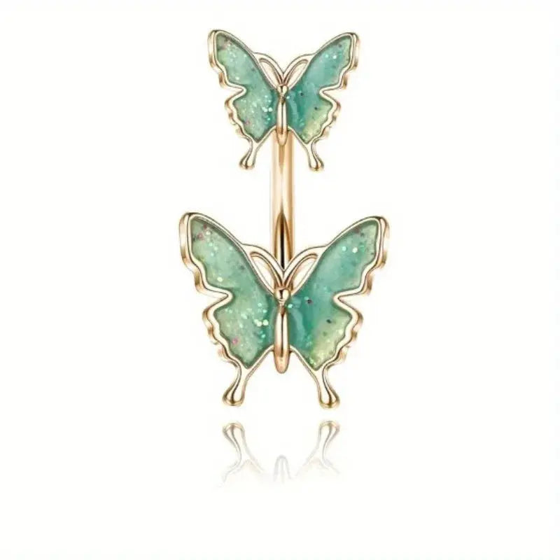 Drperfect 1PCS Stainless Steel Belly Button Ring Belly Rings for Women Pearl Sparkling Belly Piercing Butterfly Piercing Jewelry Good Vibrations Adult Super Store