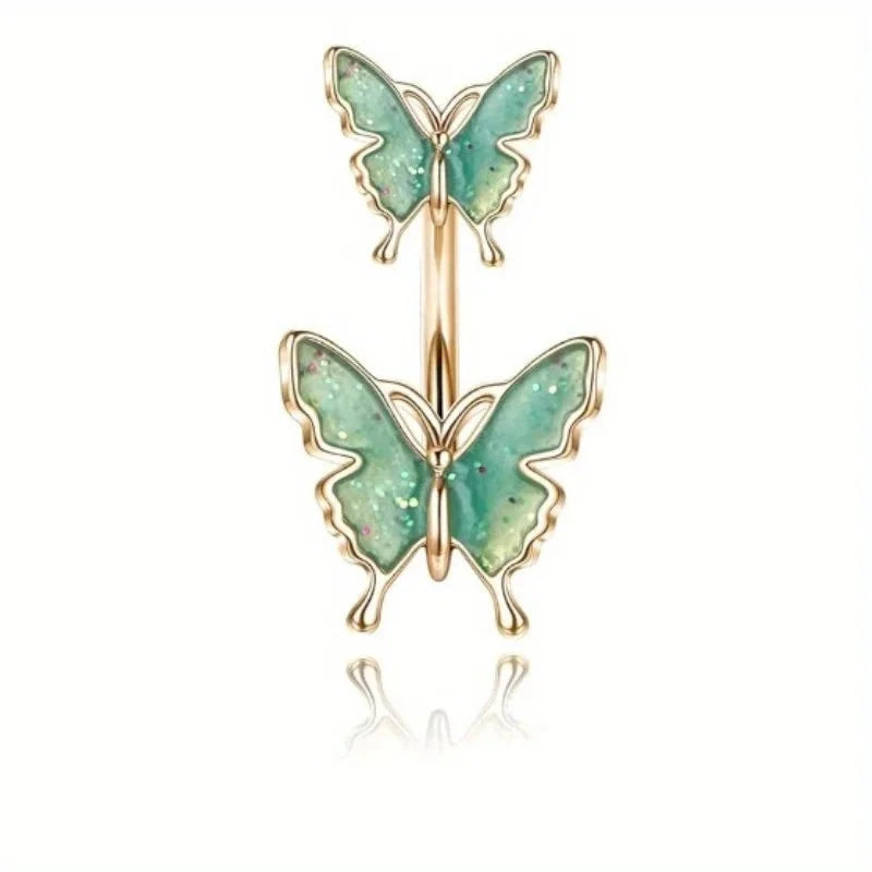 Drperfect 1PCS Stainless Steel Belly Button Ring Belly Rings for Women Pearl Sparkling Belly Piercing Butterfly Piercing Jewelry Good Vibrations Adult Super Store