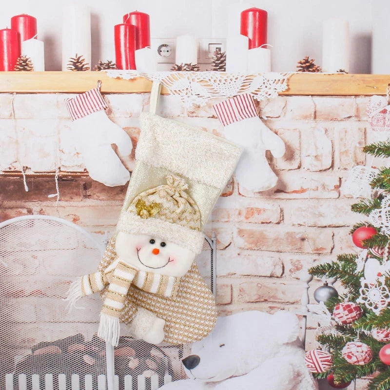 Christmas Decorations For Home Xmas Gift Snowman Santa Claus Plush Socks New Year Decor Candy Bag Tree Hanging Pendant Good Vibrations