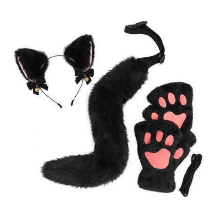 Cats Dress up Costume Includes Headband, Tail, Gloves for Girl Halloween Good Vibrations