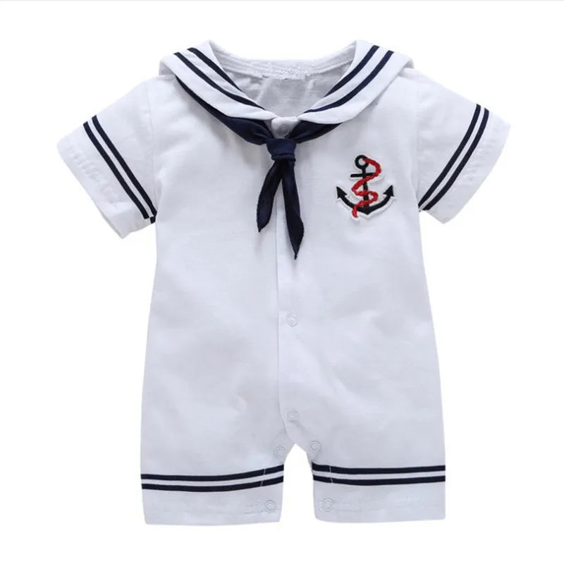 Newborn Baby Boy Clothes Playsuit Sailor Navy  Romper Short Sleeve Jumpsuit Costumes Clothes Summer Outfits Newborn Baby Clothes Good Vibrations