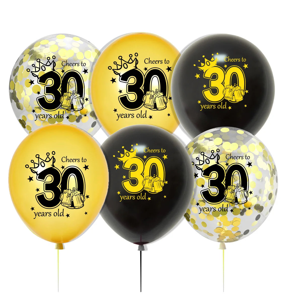 12pcs Happy Birthday Party Balloons 30th 40th 50th 60th Birthday Party Black Gold Latex Balloons Adult Birthday Party Decoration Good Vibrations