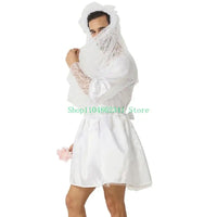 Funny Male Bride Costume Funny Comedy Costume Outfits Mens Bride Drag Queens Groom Costume for Stag Do Hen Night Party Good Vibrations