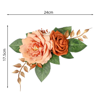 Yannew 3pcs Rustic Artificial Rose Flower Cake Toppers Birthday Country Wedding Cake Decoration Table Centerpieces Arrangement Good Vibrations